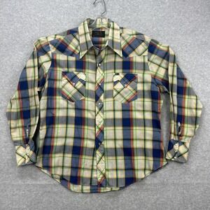 Vintage Bar M Rancher Shirt Mens XL‎ Plaid Western Pearl Snap Cowboy Sawtooth